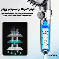 سردوش حمام 4 حالته سیلیکونی افزایش فشار آب